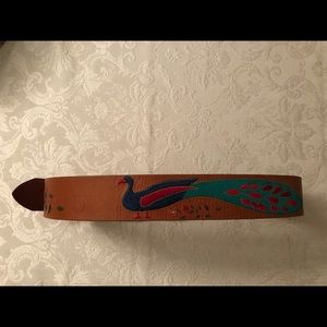 Anthropologie Embroidered Leather Belt